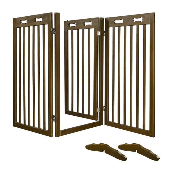 Yescom 3-Panel Folding Wood Pet Gate Crate Baby Barrier 60x36in Image