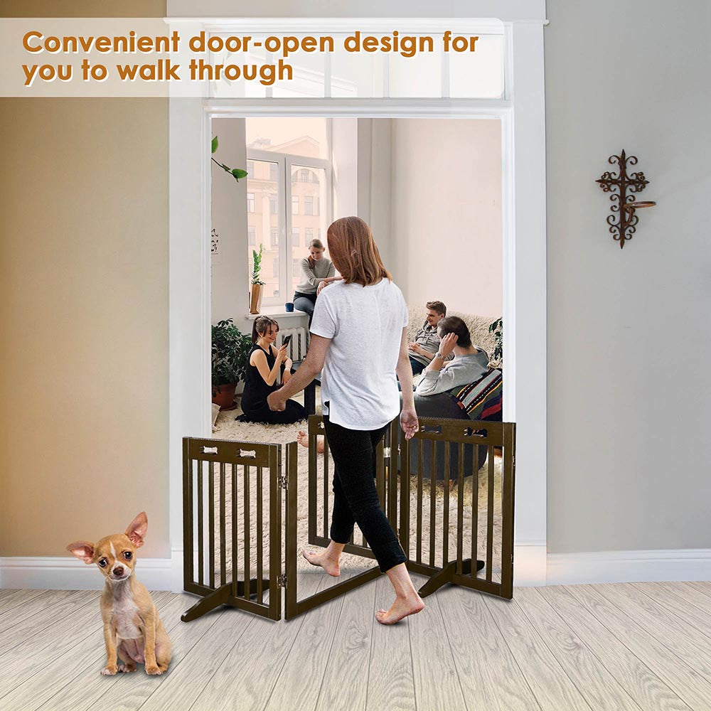 Yescom 3-Panel Folding Wood Pet Gate Crate Baby Barrier 60x24in Image