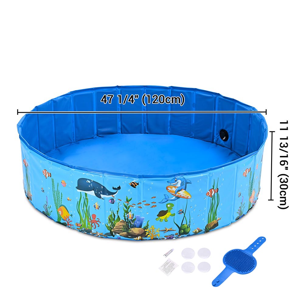 Yescom Foldable Pool for Kids Dog Pet Bath Small to Large, D47x12 in. Image