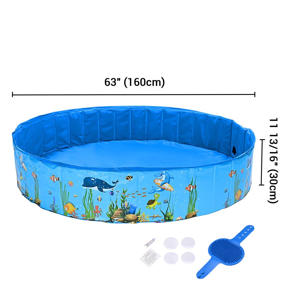 Yescom Foldable Pool for Kids Dog Pet Bath Small to Large, D63x12 in. Nemo Blue Image