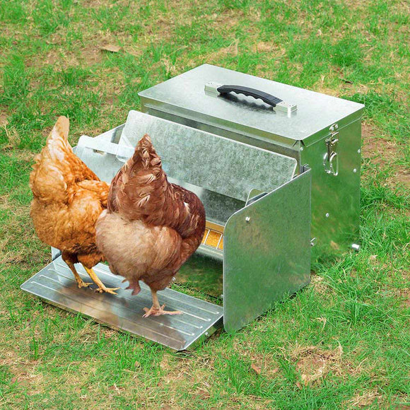 Yescom Poultry Chicken Auto Feeder Self Opening Feeding Troughs Image