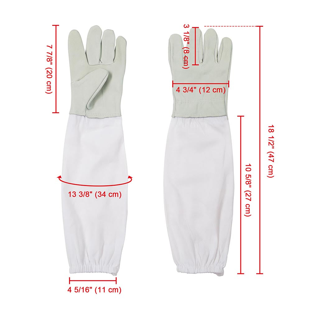 Yescom 1 Pair XL Beekeeper Protective Gloves Goatskin w/ Long Sleeves Image