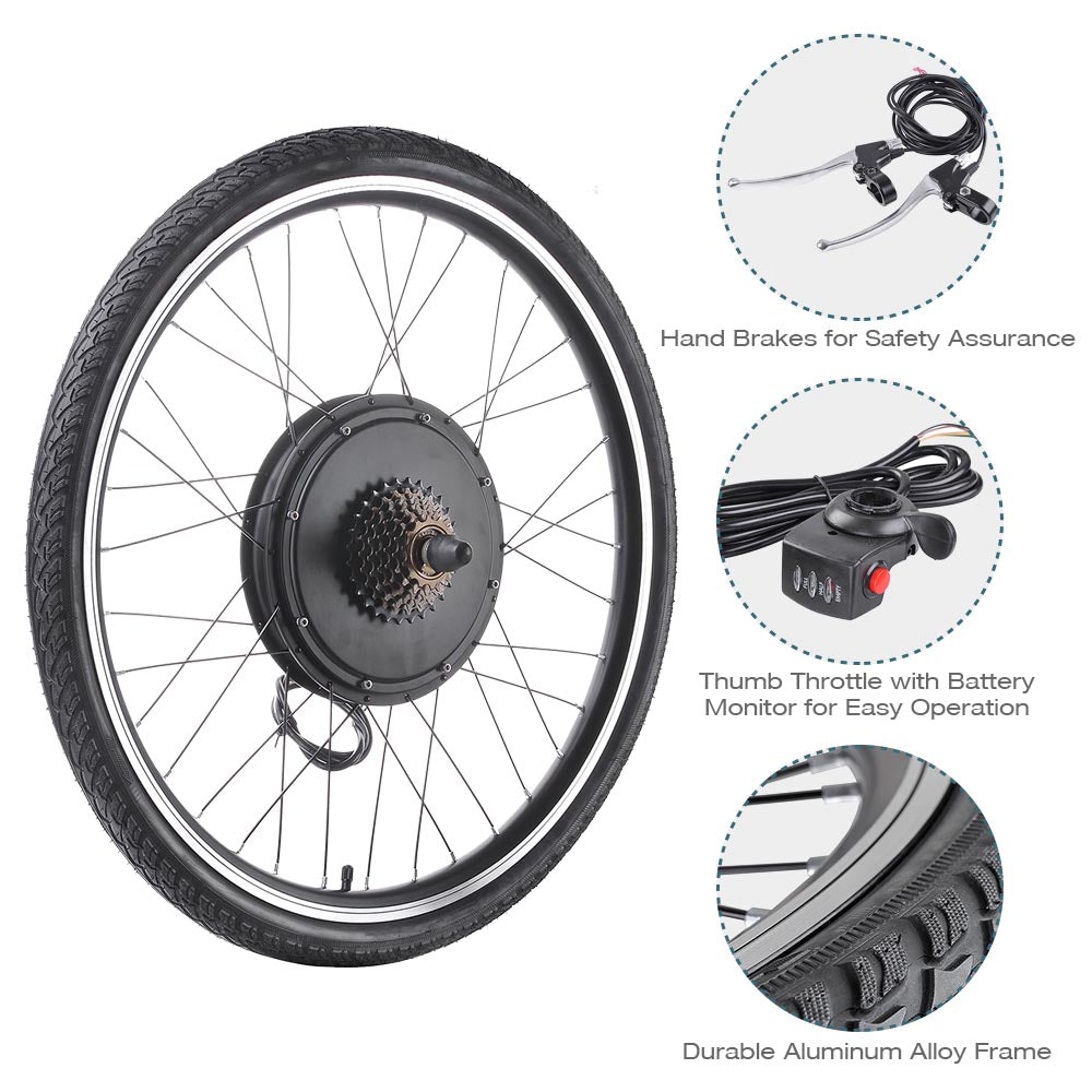 Yescom Brushless Electric Bicycle Engine, 48v 1000w Rear Wheel Hub Motor Kit Image