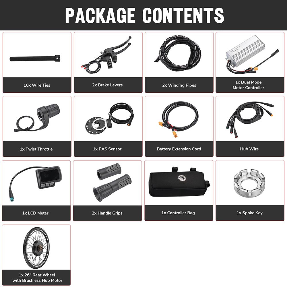 yescom 26in rear electric bicycle motor conversion kit 48v 1000w Yescom 26in Rear Electric Bicycle Motor Conversion Kit 48v 1000w