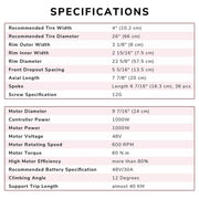 Yescom 26" Electric Bicycle Motor Front Wheel Fat Tire Kit 48v 1000w Image