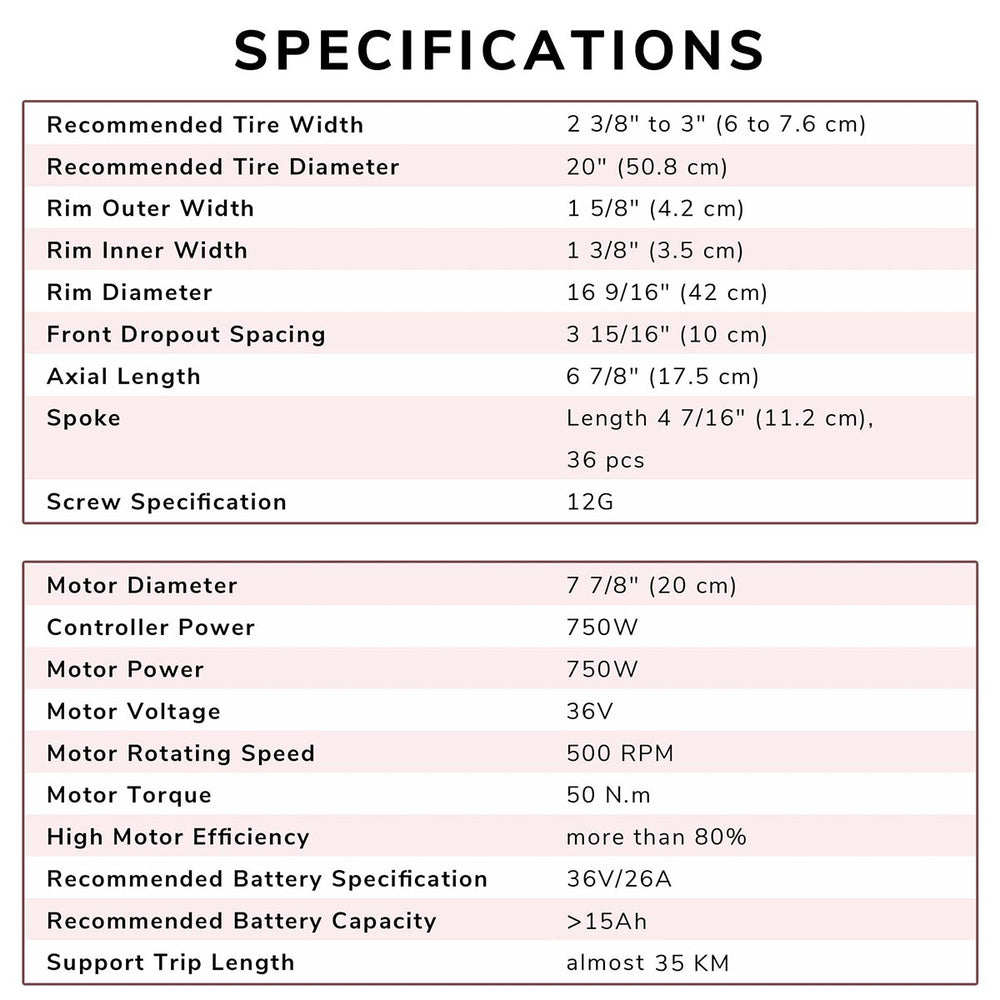 Yescom 20" Electric Bicycle Motor Front Wheel Kit 36v 750w Image