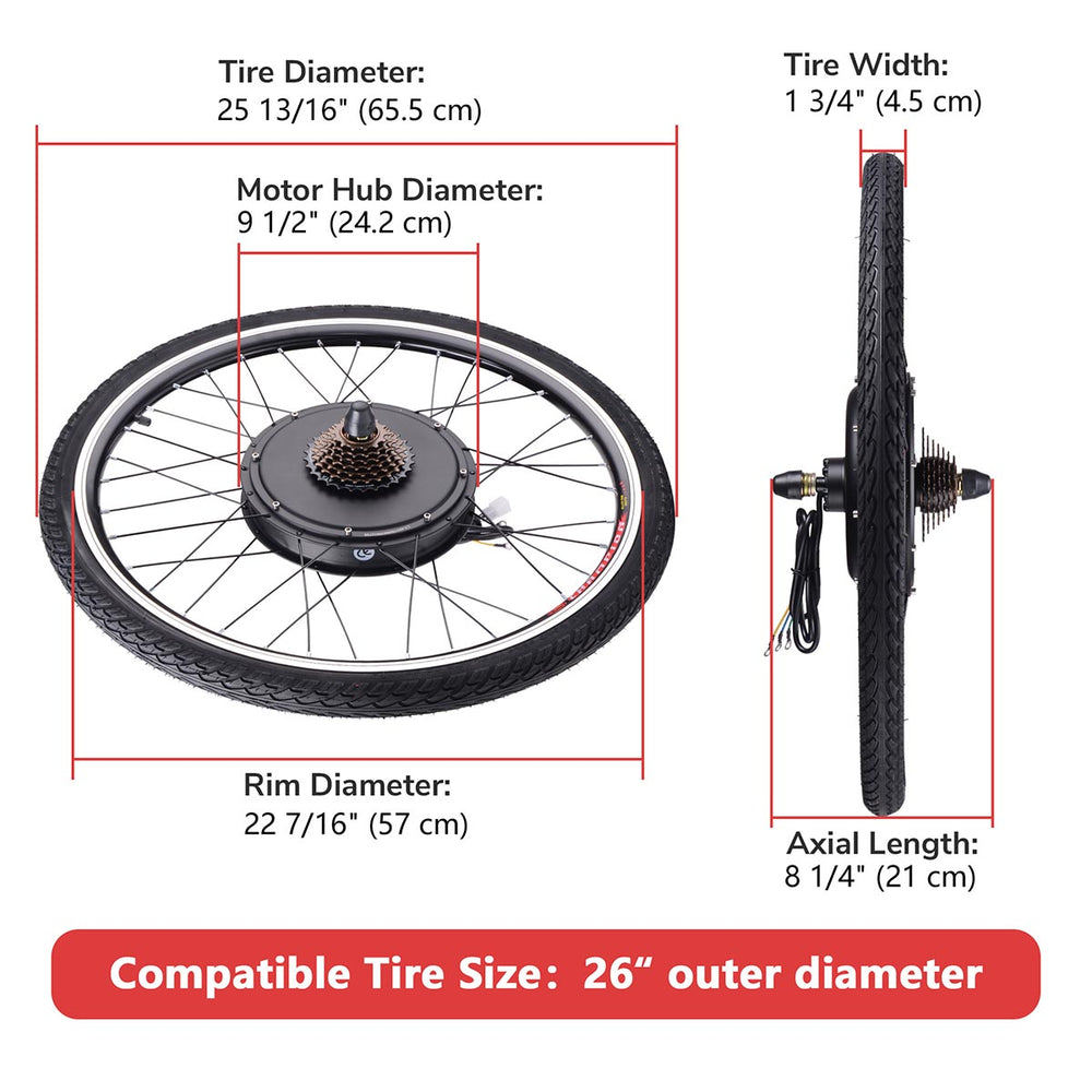 26in rear electric bicycle motor conversion kit 48v 1000w Yescom Bicycle Motor Kit Conversion Engine Rear 1500W 48V 26in