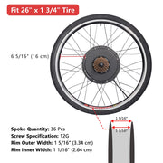 Yescom Bicycle Motor Kit Conversion Engine Rear 1500W 48V 26in Image