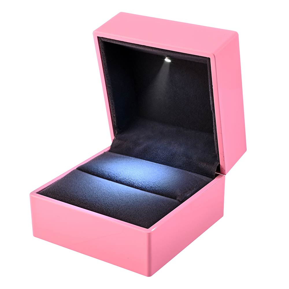 Yescom Engagement Ring Box with Light, Pink Image