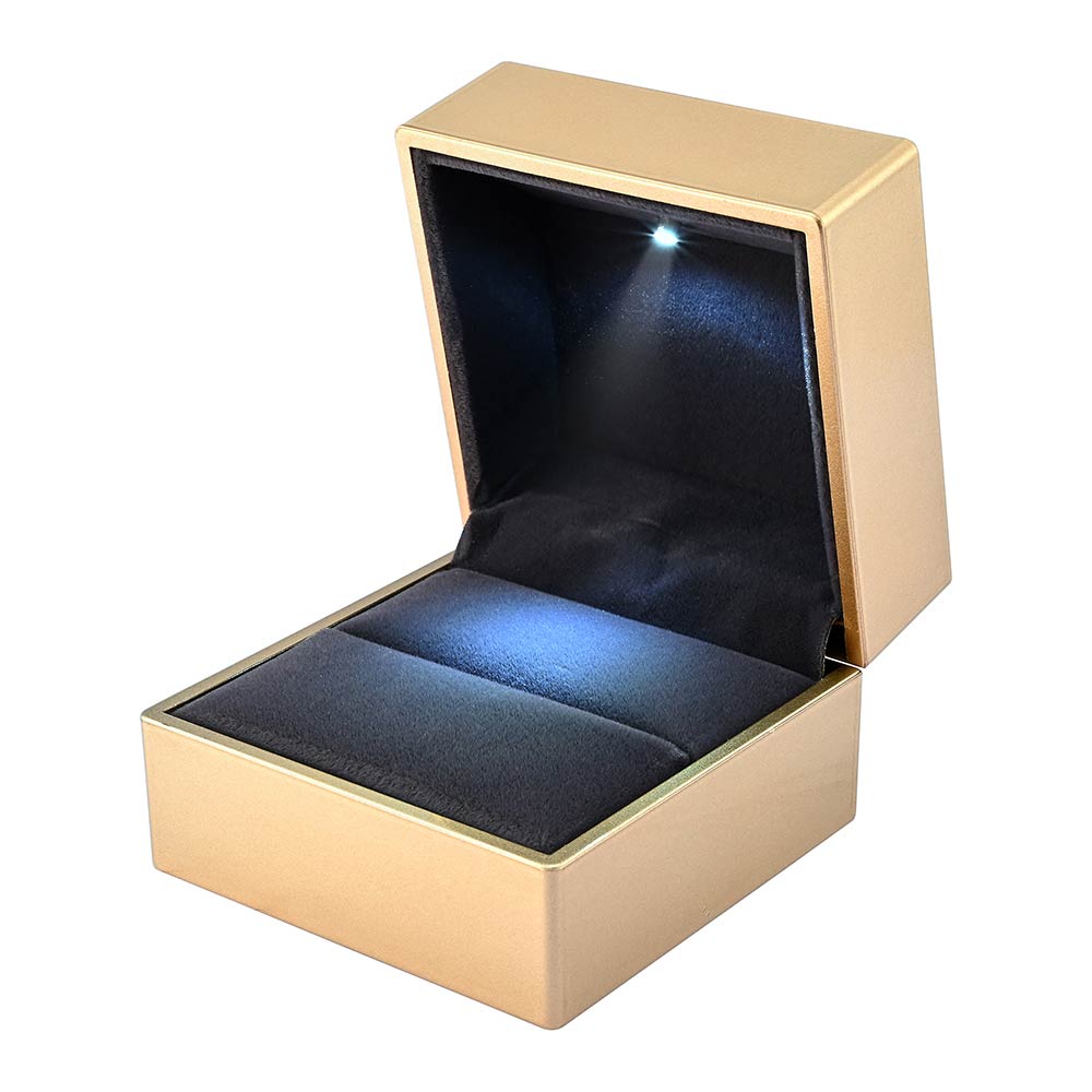 Yescom Engagement Ring Box with Light, Gold Image