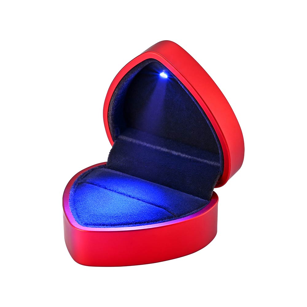 Yescom Engagement Ring Box with Light Heart Shaped, Red Image