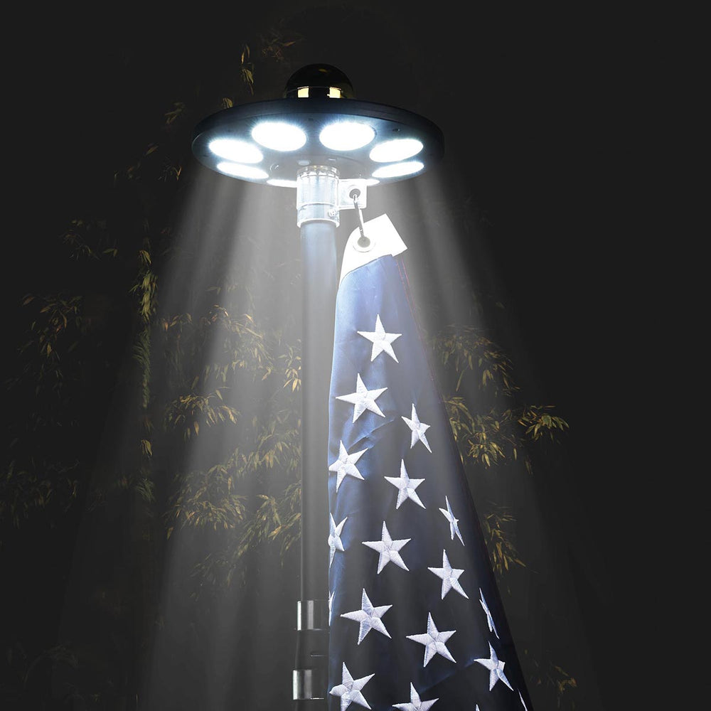 Yescom Solar Flagpole Light Topper Hole 11/16" 136LED, Black Image