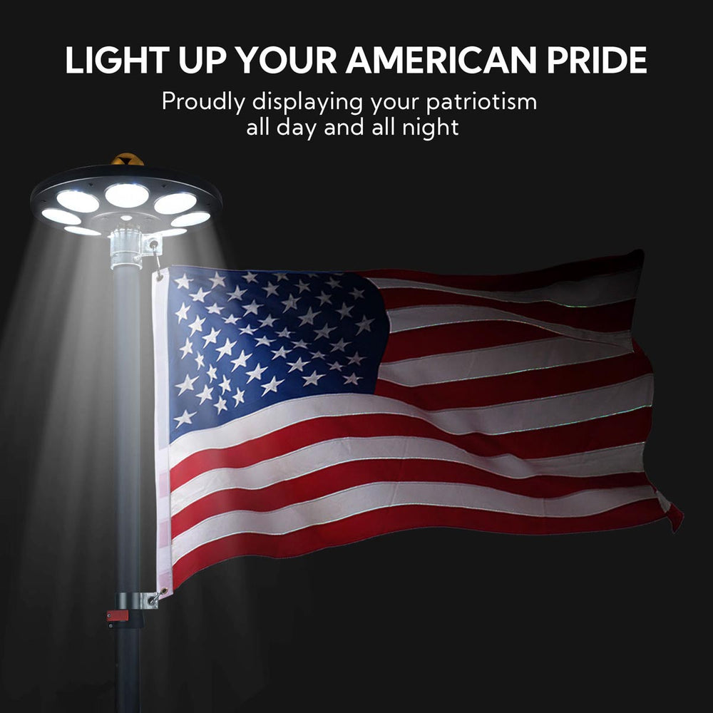 Yescom Solar Flagpole Light Topper Hole 11/16" 136LED Image