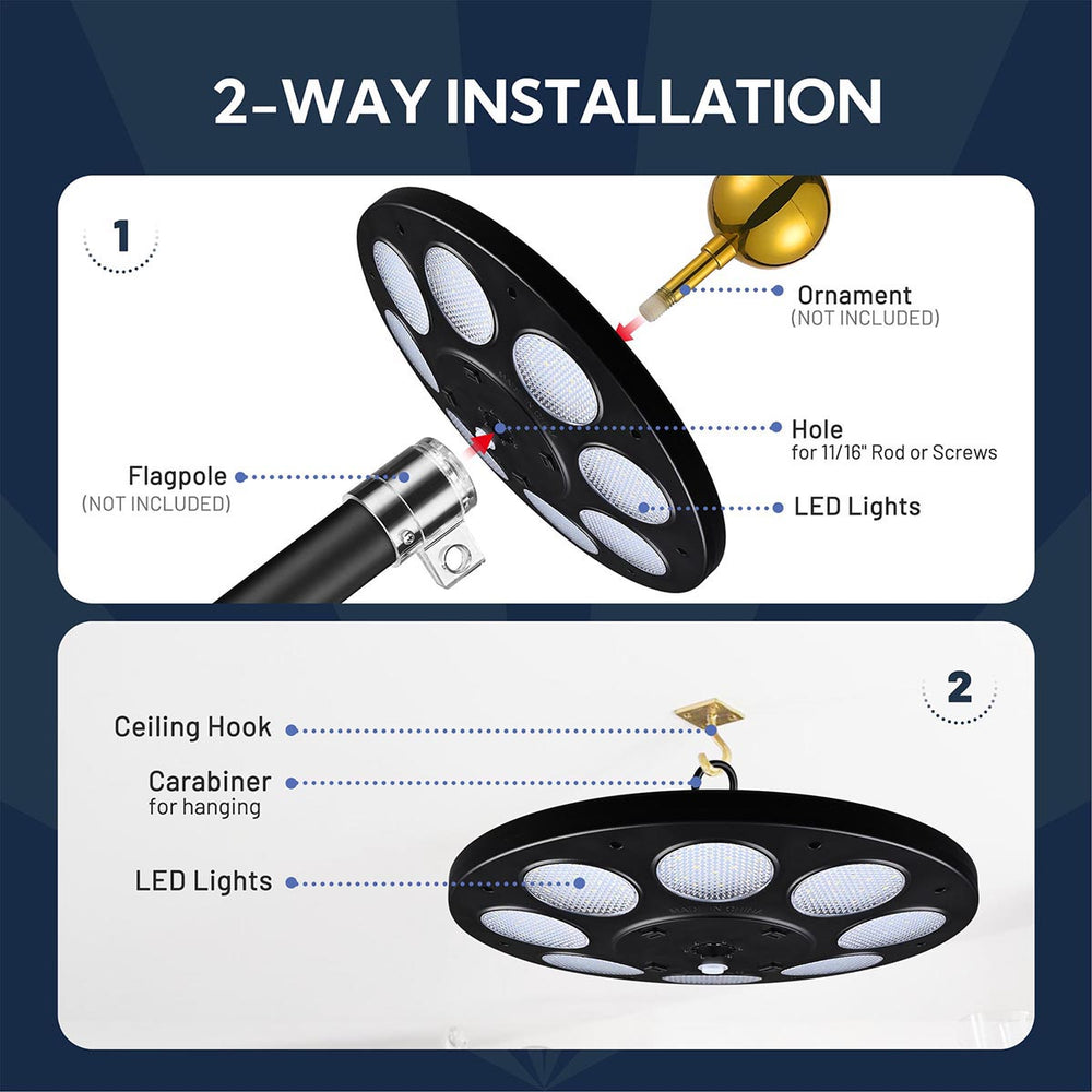 Yescom Solar Flagpole Light Topper Hole 11/16" 136LED Image