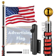 Yescom 20ft Banner Poles for Event, Grand Opening, Promo(Mount Included), Black Pole & Fence Mount & 1 Flag Image