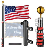 Yescom 20ft Banner Poles for Event, Grand Opening, Promo(Mount Included), Black Pole & Ladder Mount & 1 Flag Image