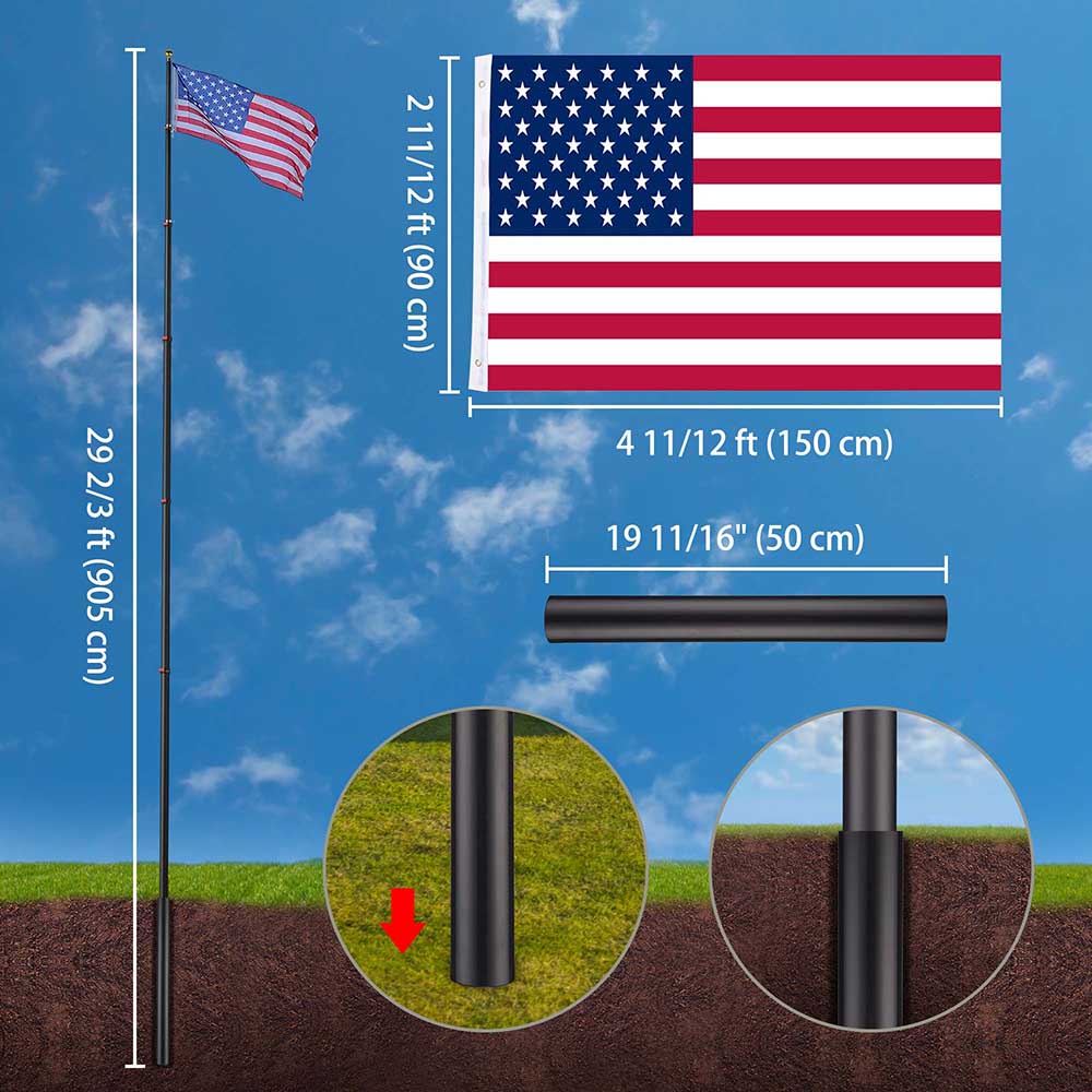 Yescom EZ GO Telescopic Flagpole with Tire Mount Image