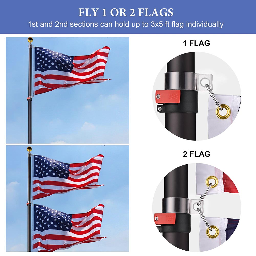 Yescom EZ GO Telescopic Flagpole with Tire Mount Image