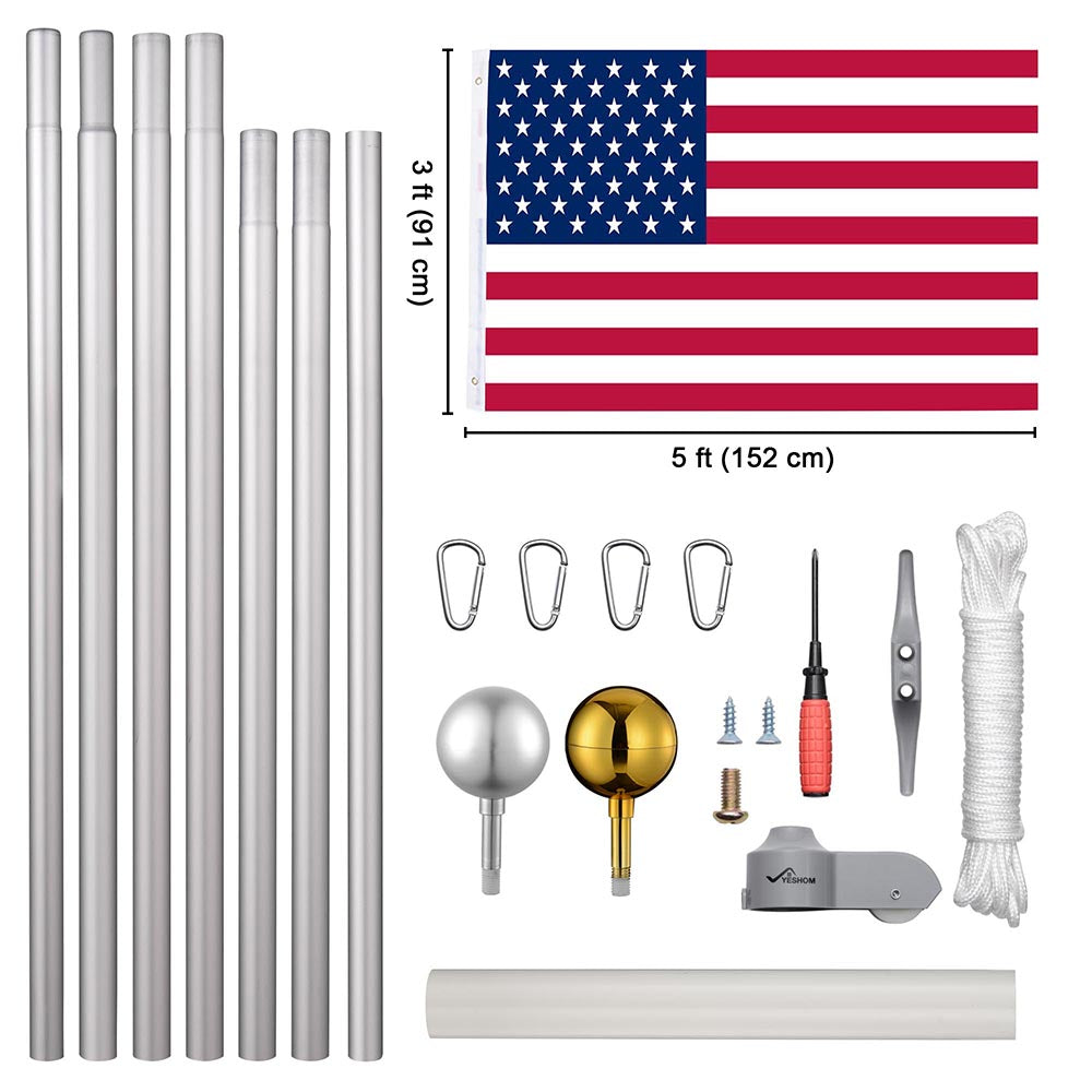 Yescom American Aluminum Sectional Flag Pole Set 25' Image