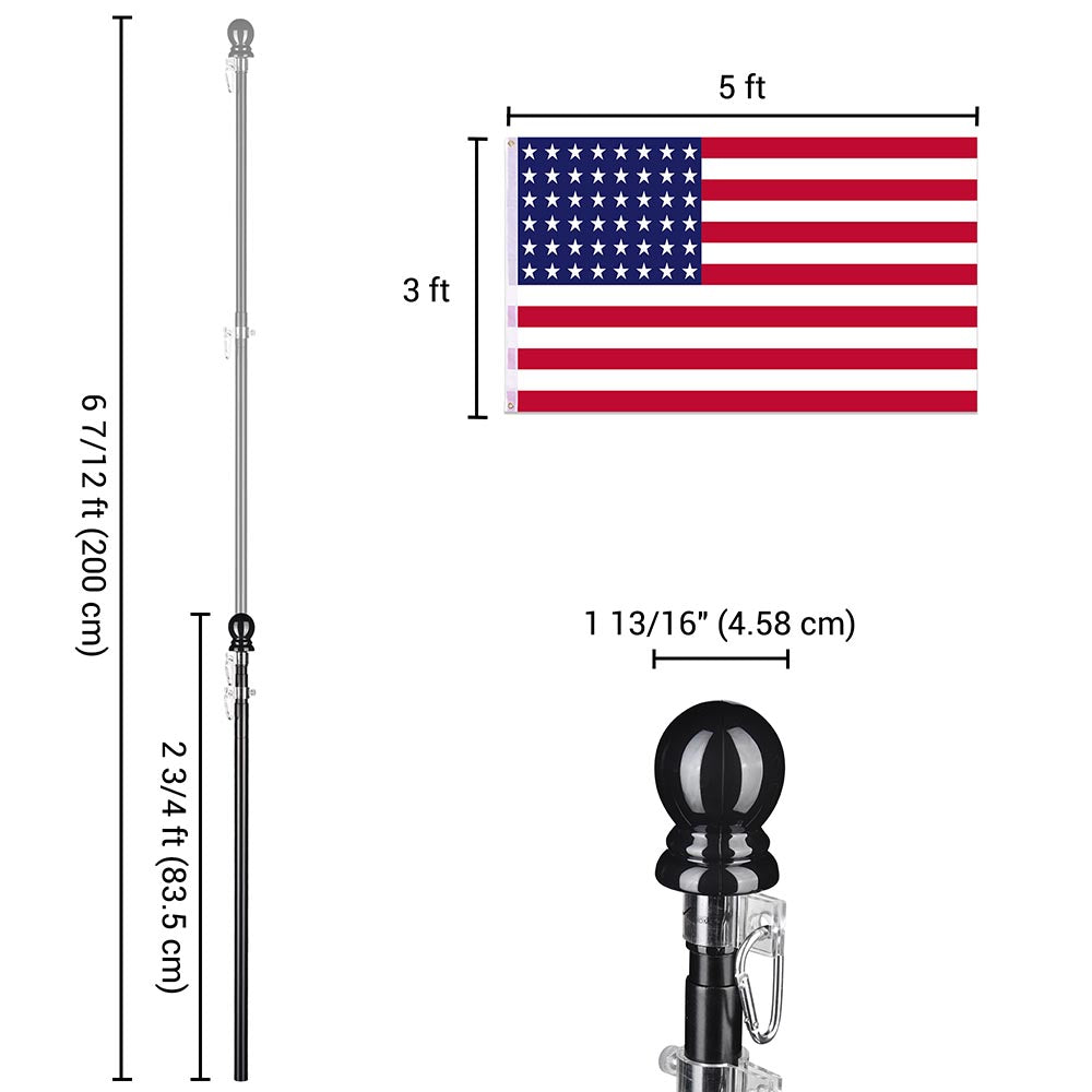 Yescom 6' American Aluminum Telescopic Flag Pole Set Image