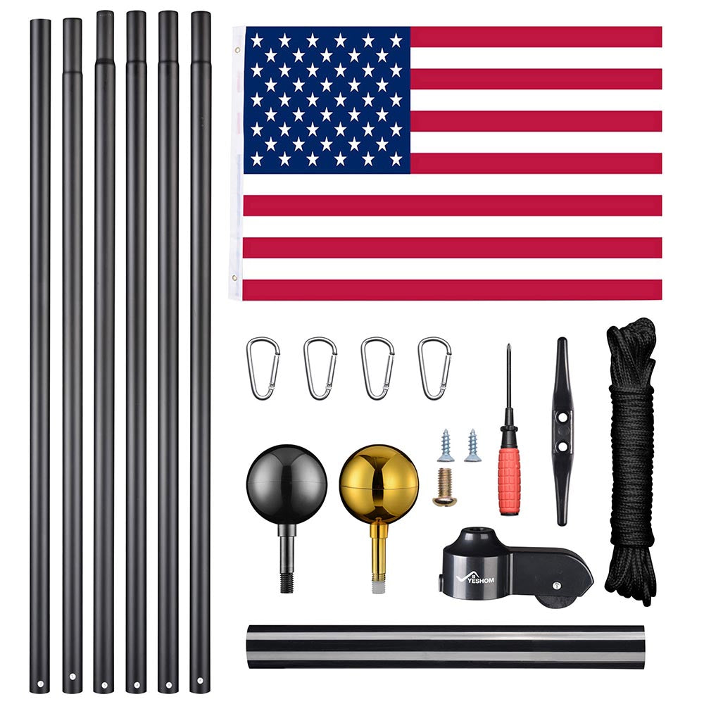 Yescom American Aluminum Sectional Flag Pole Set 30' Image