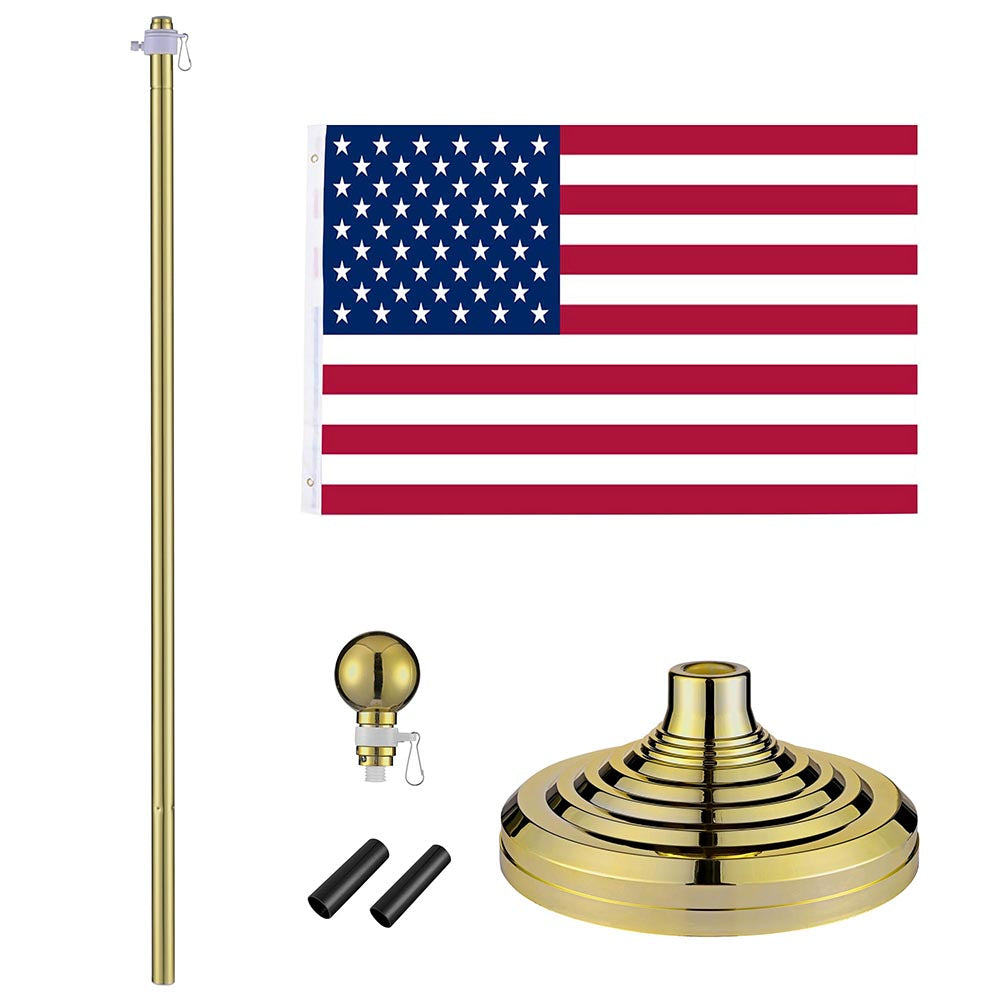 Yescom 8' Indoor Flagpoles with Stand US Flag 2-Pack Image