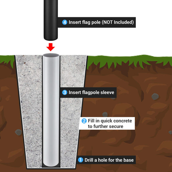 Yescom Sectional In-ground Flagpoles Sleeve for 20', 25', 30' Image