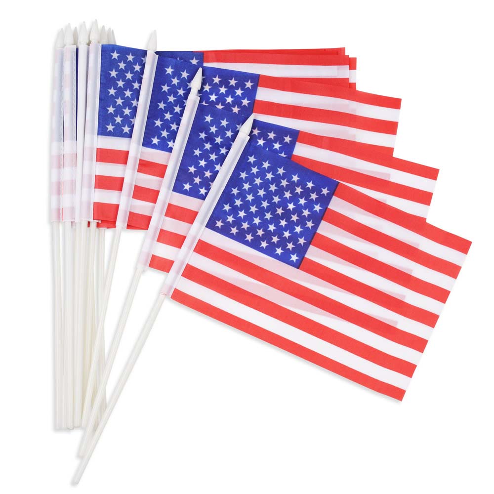 Yescom Small American Flag on Stick 8"x5"(12ct or 24ct Options), 12ct/pack Image