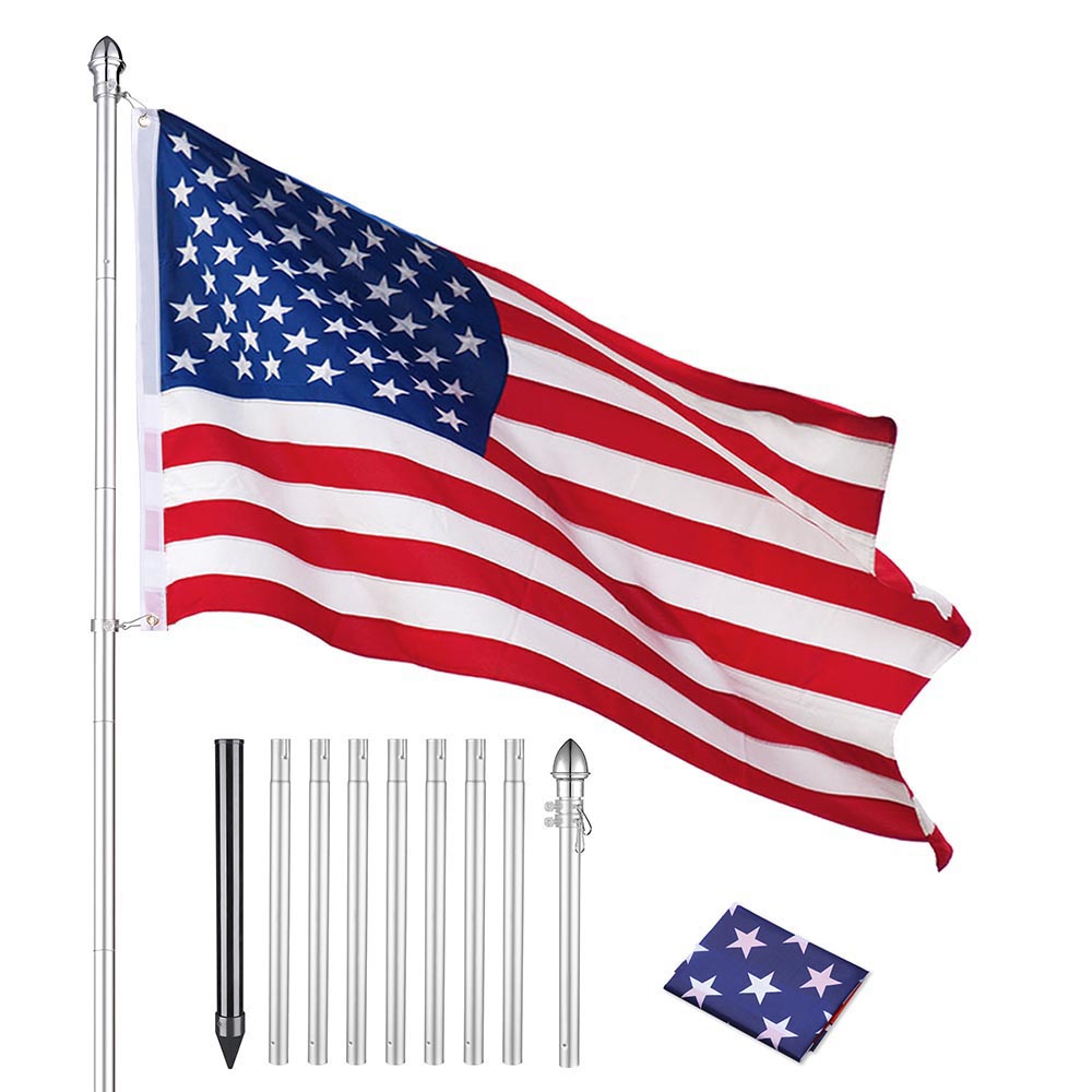 Yescom 10' Aluminum Sectional Flag Pole Set In Ground Flagpole, 1ct/pack Image