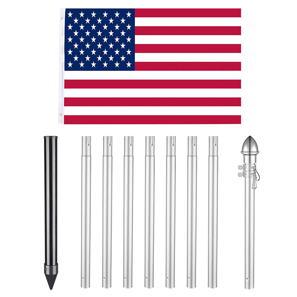 Yescom 10' Aluminum Sectional Flag Pole Set In Ground Flagpole Image