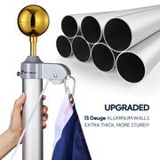 Yescom Bravery MEGA Flagpole with Dock Mount, Light & Regal Eagle Topper Image