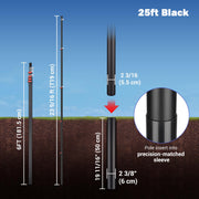 Yescom Telescoping Antenna Mast for Starlink Gen3 to V5, RV, 25ft Black Image