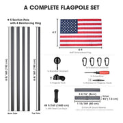 Yescom Bravery Plus 10Gauge All-Aluminum Flagpole Kit 30ft Image