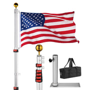 Yescom 20ft. Telescopic Flagpole with Tire Mount, Silver Image