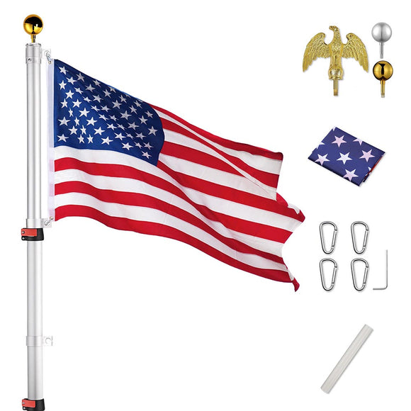 Yescom 30' American Aluminum Telescoping Flag Pole Set Eagle Top Image