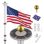 Yescom Telescopic Flag Pole with Light(20ft,25ft,30ft Options), 25ft Silver Image