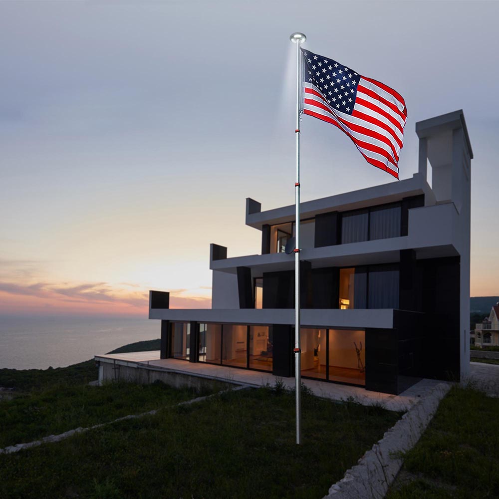 Yescom Telescopic Flag Pole with Light(20ft,25ft,30ft Options) Image