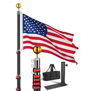 Yescom EZ GO Telescopic Flagpole with Tire Mount, 20ft Black Image
