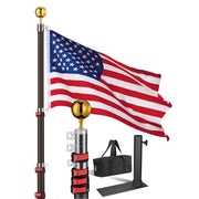 Yescom EZ GO Telescopic Flagpole with Tire Mount, 25ft Black Image