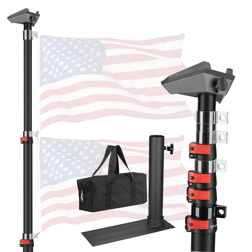 Yescom Starlink Mini Pole Mount D2.75" with Tire Mount(14'-30' Options), 14ft Black Image