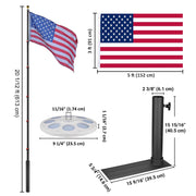 Yescom Aluminum Telescoping Flagpole with Stand & Light, 20ft Black Image