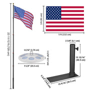 Yescom Aluminum Telescoping Flagpole with Stand & Light, 25ft Black Image