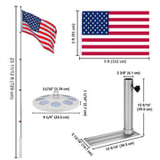 Yescom Aluminum Telescoping Flagpole with Stand & Light, 25ft Silver Image