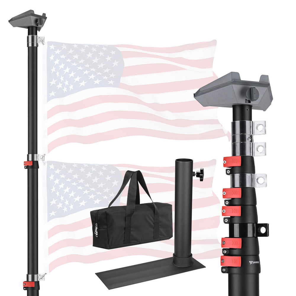 Yescom Starlink Mini Pole Mount D2.75" with Tire Mount(14'-30' Options), 30ft Black Image