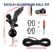 Yescom Flagpole Truck Top Pulley Cleat Ropes Kit, Eagle+Aluminum Black Ball Image