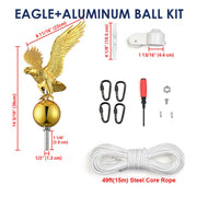 Yescom Flagpole Truck Top Pulley Cleat Ropes Kit, Eagle+Aluminum Gold Ball Image