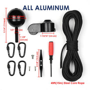 Yescom Flagpole Truck Top Pulley Cleat Ropes Kit, Aluminum Black Ball Image