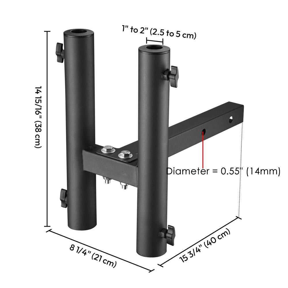 Yescom Hitch Mount Dual Flag Pole Holder for 2" Receiver(1"-2" Poles) Image