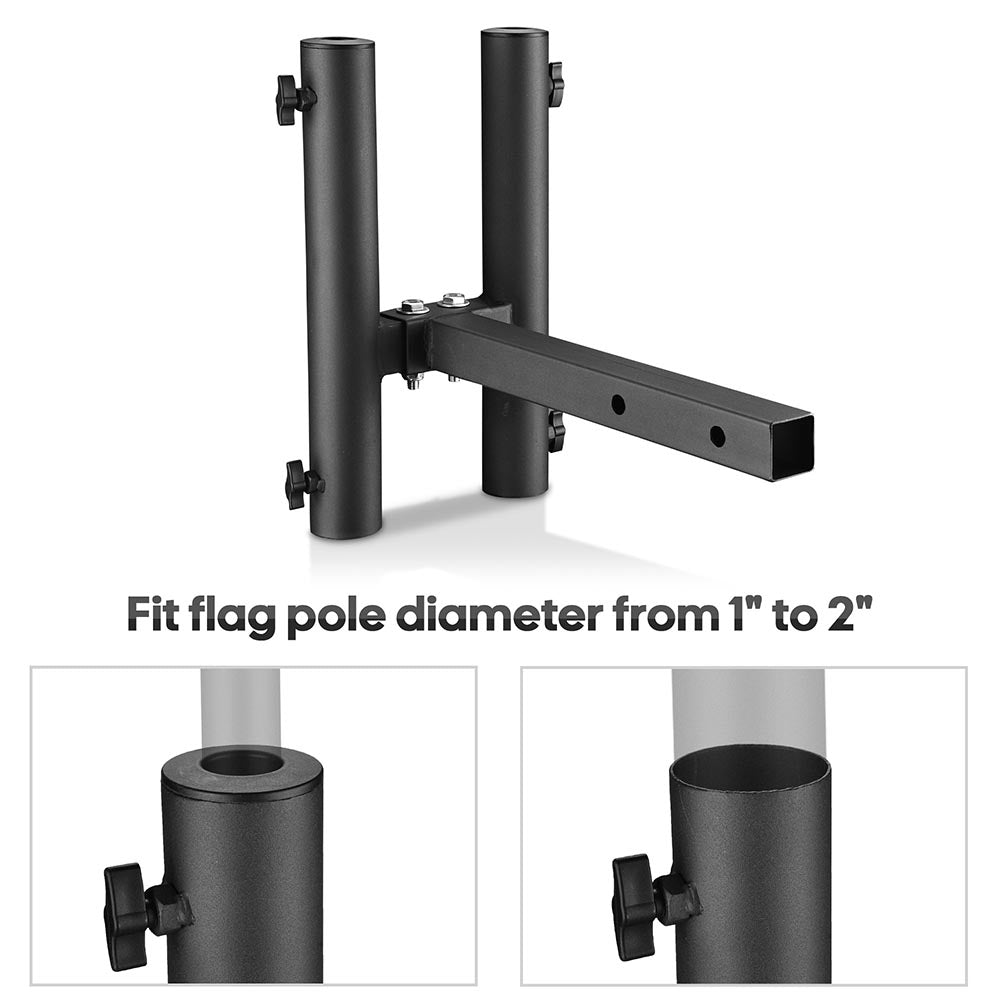 Yescom Hitch Mount Dual Flag Pole Holder for 2" Receiver(1"-2" Poles) Image