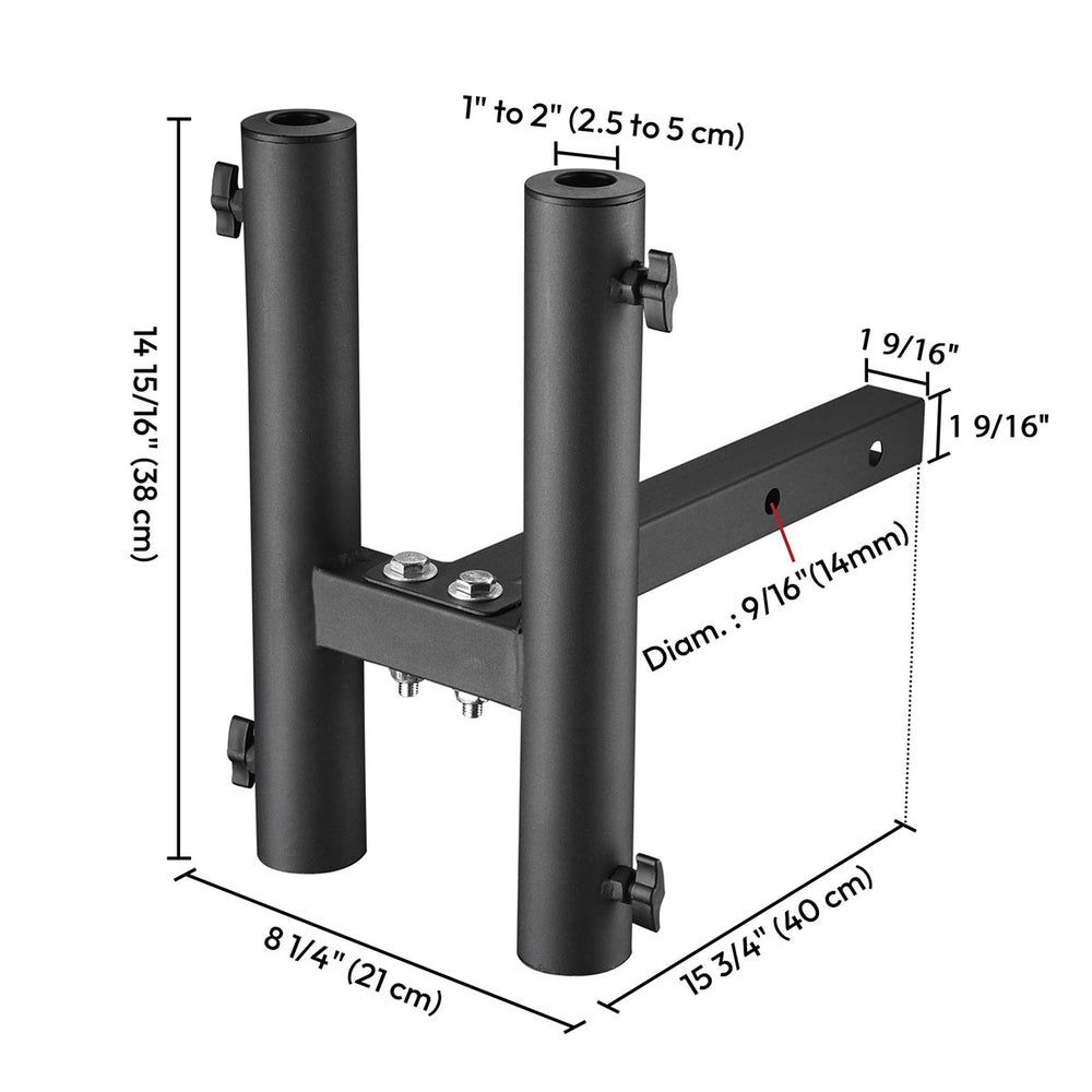 Yescom Hitch Mount Dual Flag Pole Holder for 1 9/16" Receiver(1"-2" Poles) Image